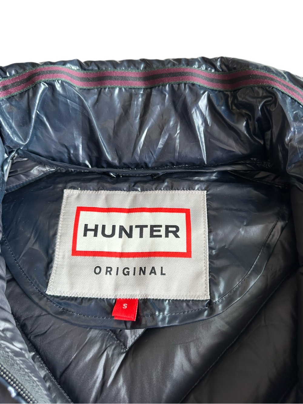Hunter Refined Gloss Down Puffer Jacket Navy Size Small - Picture 4 of 12